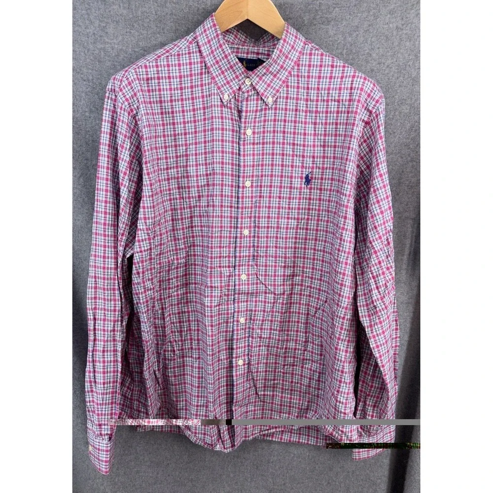 Polo Ralph Lauren Button Down Mens XXL 2XL Pink Plaid Long Sleeve